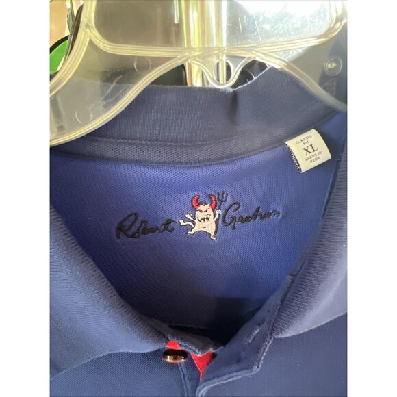 Robert Graham Blue Polo Embroidered Devil Shirt Size XL‎ Classic Fit - Picture 3 of 7